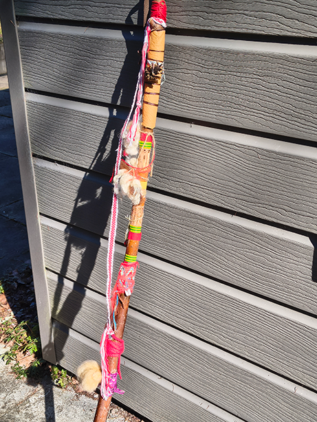 wandelstok versieren Nel van der Meulen